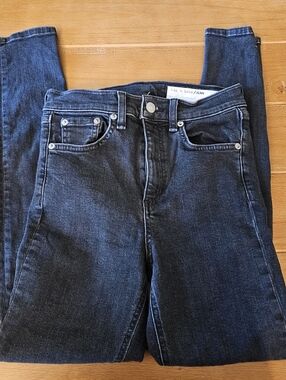 Junior Womens Rag & Bone High Rise Ankle Black Skinny Jeans Size 25